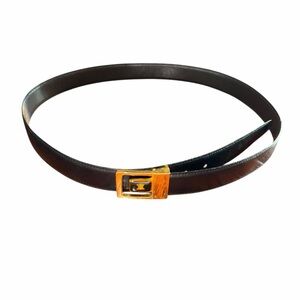 Vintage Celine Paris Black Leather Belt Gold Buckle 41” Women’s